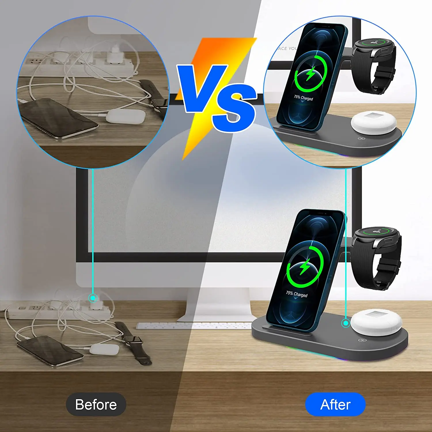 GaraxySシリーズ　ワイヤレス充電器 Amazon.co.jp: ワイヤレス充電器最大20W出力 USB Type-Cポート超