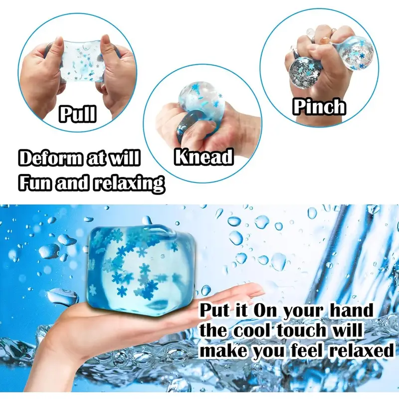 Squishy Ice Cube Fidget Toys, Stress Relief Ball for Adults Kids Anxiety, Sensory Toys for Autism ADHD, Easter Christmas Gift - Image 5