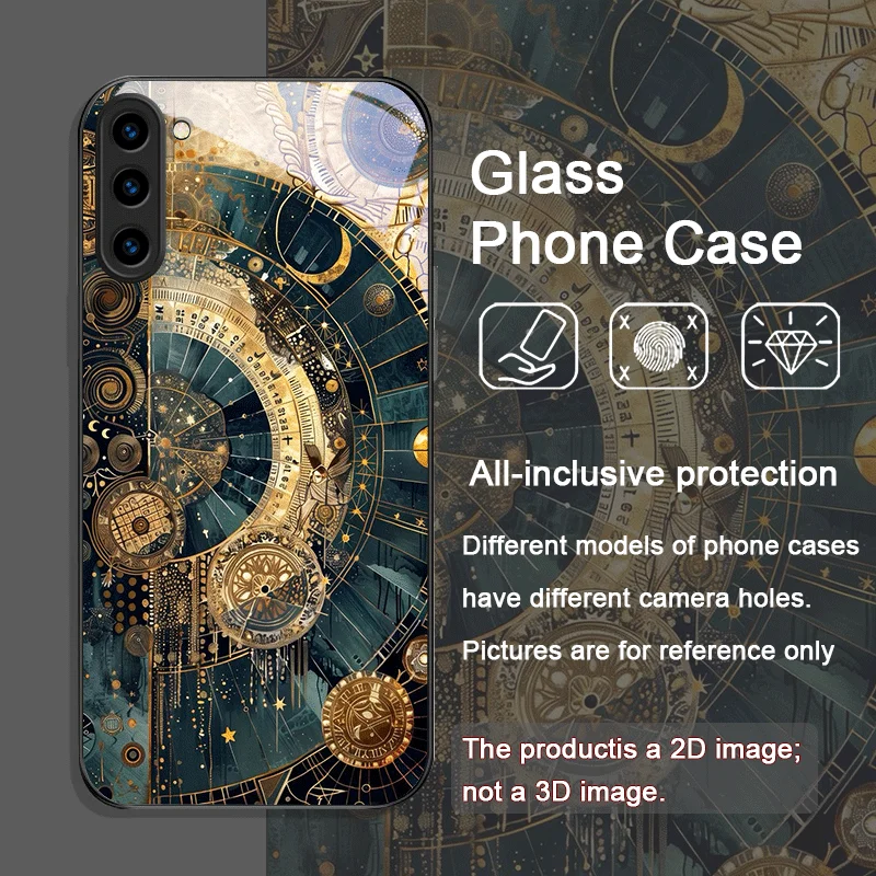 Stylish Stars and Moon Constellations Tempered Glass Phone Case