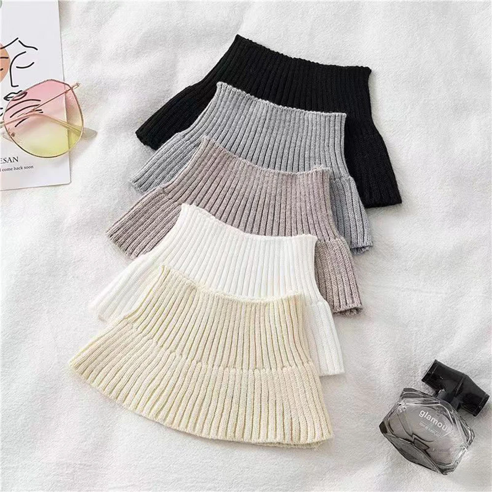 

Winter Knitted Fake Collar Scarf Warm Woolen Women Turtleneck Neck Warmer Detachable Neck Scarf Windproof Fake Collars