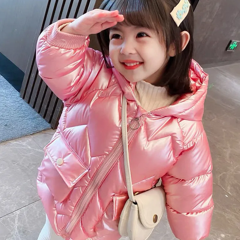 

Girls Kids Down Coat Jacket Overcoat Cotton 2022 Blue Plus Thicken Winter Warm Sports Children's Clothing