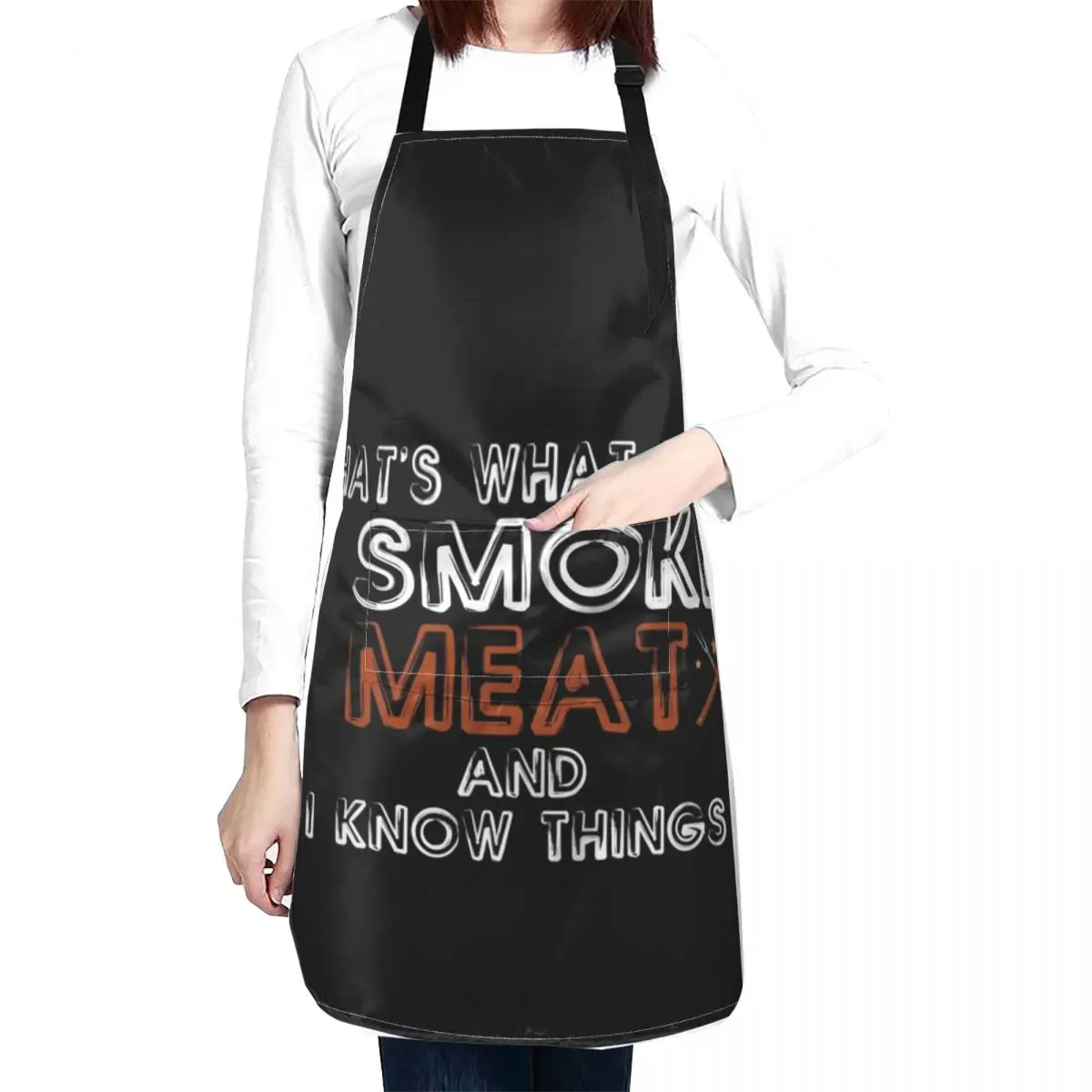 

I Smoke Meat And I Know Things Funny BBQ Smoker Pitmaster Funny Gift For Men And Women, Gift Halloween, Thanksgiving, Chri Apron