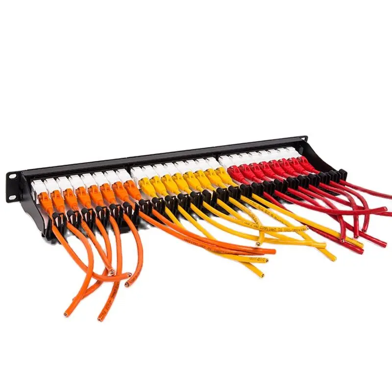 Pass-through Patch Panel Cabo de Rede 1u Rack Tie- 24 Port Cat6 Rj45 Adaptador Keystone Jack Modular Distribuição Quadro 19 - Imagem 5