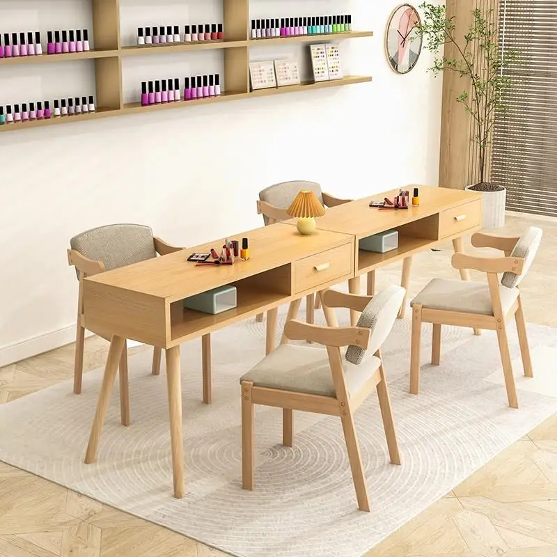 

Wooden Square Nail Tables Modern Simple Professionals Manicure Tables Japanese Accent Manikür Masası Nail Salon Furniture CM50ZJ
