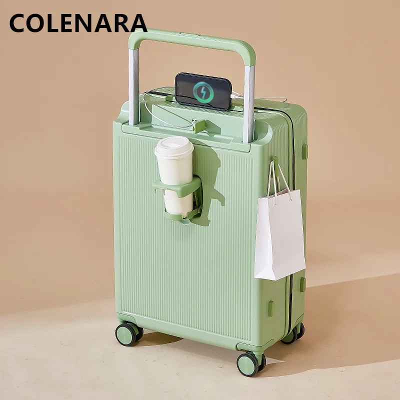 

COLENARA Rolling Luggage 20“22”24"26 Inch PC Boarding Box Multifunctional Thickened Trolley Case USB Charging Cabin Suitcase