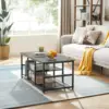 NEW Coffee Center Table with Storage for Living Room Office Reception, Modern & Industrial Mesh Shelf, 39.4 Inch, Charcoal Grey 4