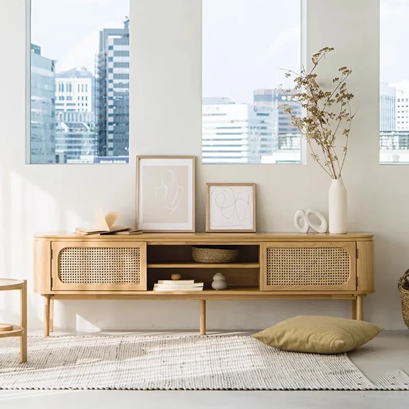 

Filing Floor Retro Tv Stands Table Drawers Wooden Rattan Tv Stands Storage Design Stojaki Telewizyjne Home Furniture YQ50TS