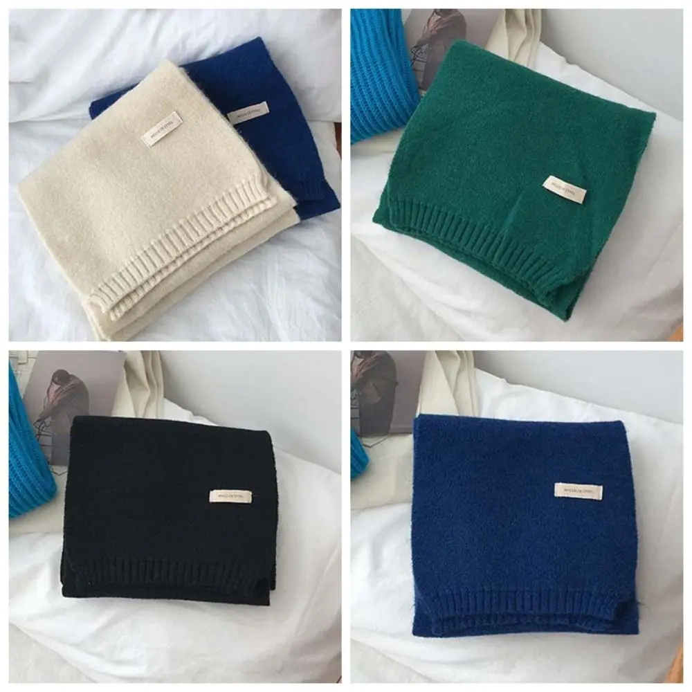 Solid Color Couple Knitting Wool Scarf Soft Windproof Long Thickened Neckscarf Classic Versatile Winter Warmer Scarf Outdoor