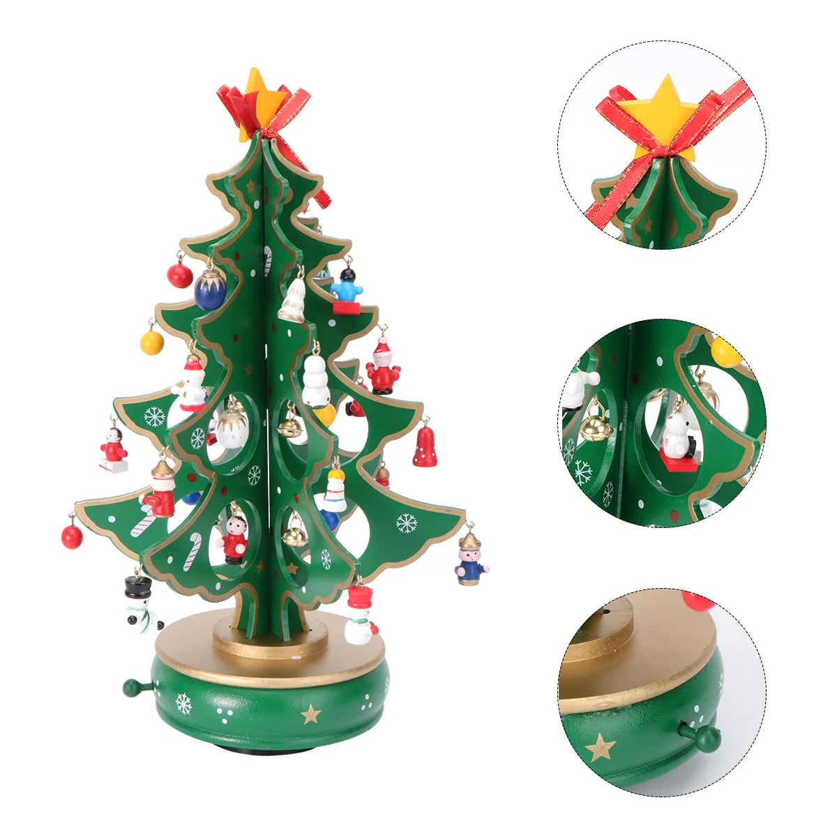 

Christmas Tree Classic Music Box Wooden Clockwork Design Christmas Tree With Pendants Miniature For Birthday Valentines Gift