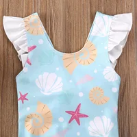 Newborn Baby Kid Girls Swimsuit Bow Ruffles Shell Starfish Print Swimwear For Girls Summer Baby Girl Bathing Suit 6