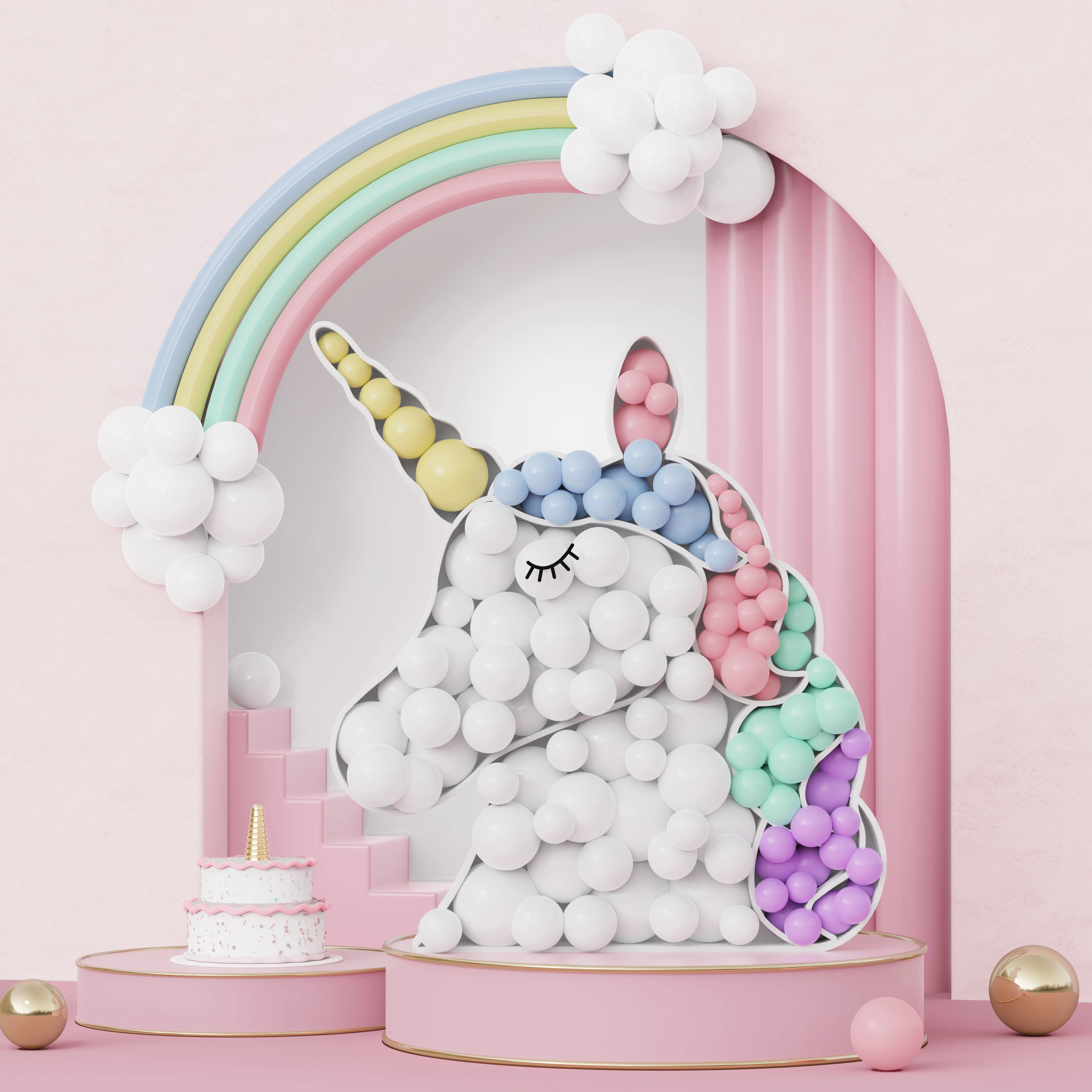 1Set DIY Unicorn Shape Balloon Filling Frame Box Unicorn Party