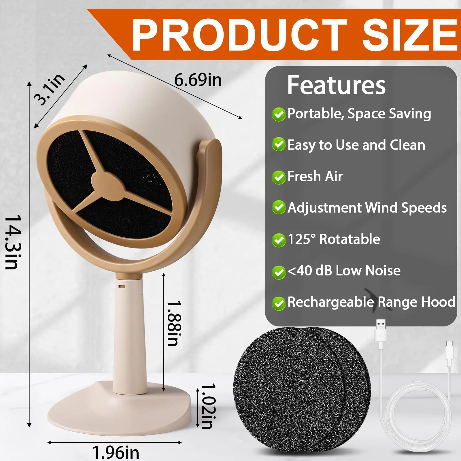 USB سطح المكتب شفاطات المطبخ قابلة للشحن مروحة الع...