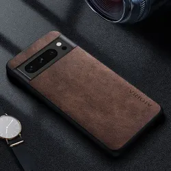 Premium Luxury Leather Retro Business Phone Case - Solid Color Cover for Pixel 4 (Coffee)