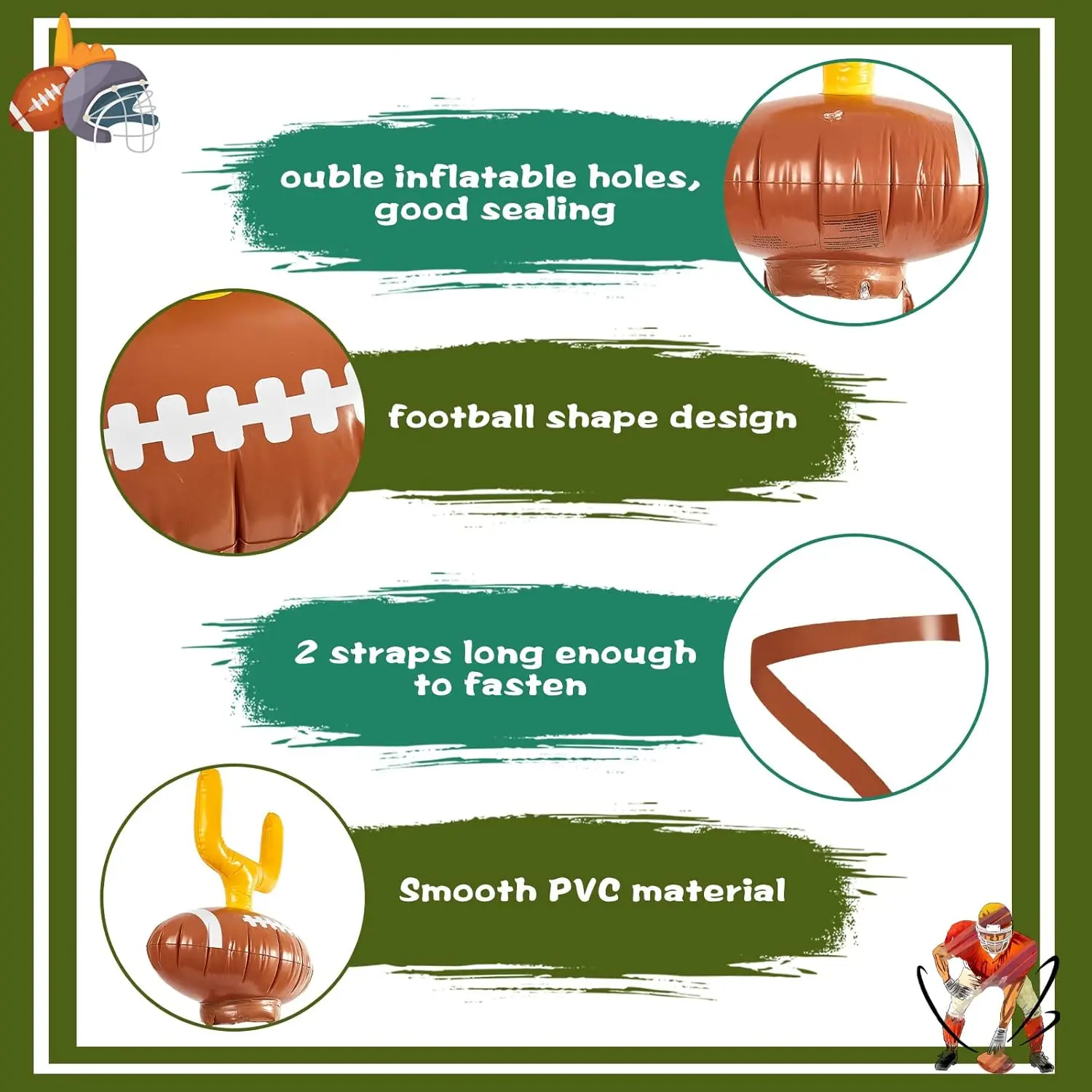 Inflatable Post Ring Toss Football Goal Post Game Toy Set for Boys Girls,GamePost,Decor Birthday Indoor Outdoor Party Supplies,