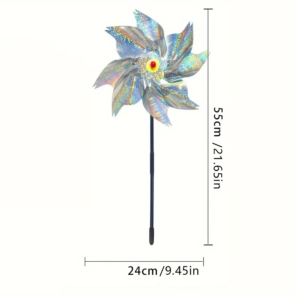 1pcs Bird Repeller Pinwheels Reflective Sparkly Scarecrow Pinwheel Windmill Spinner for Garden Lawn Yard Decor Keep Birds Away 2