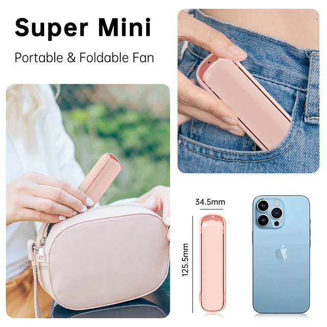 Mini Handheld Fan 3 in 1 Portable Fan 3 Speed Folding Fans with Phone Stand and Flashlight Cooling Fans 2000mAh Rechargeable Fan 6