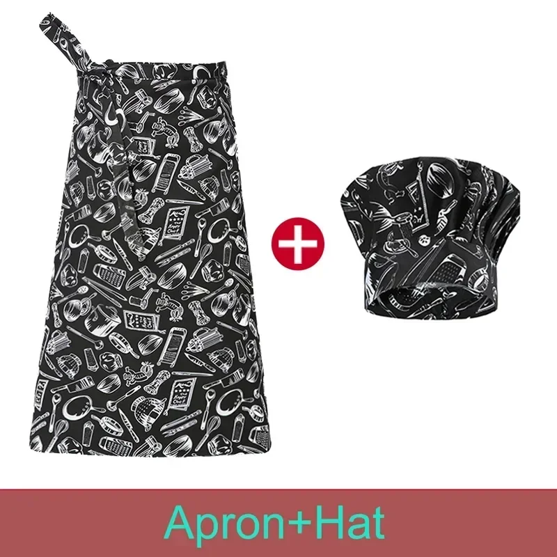 

Bartender Waiter Aprons Cafe Chef Cooking Hotel Work Kitchen Bar Man Bakery Restaurant Apron Women Hat for Pinafore Cap Cook