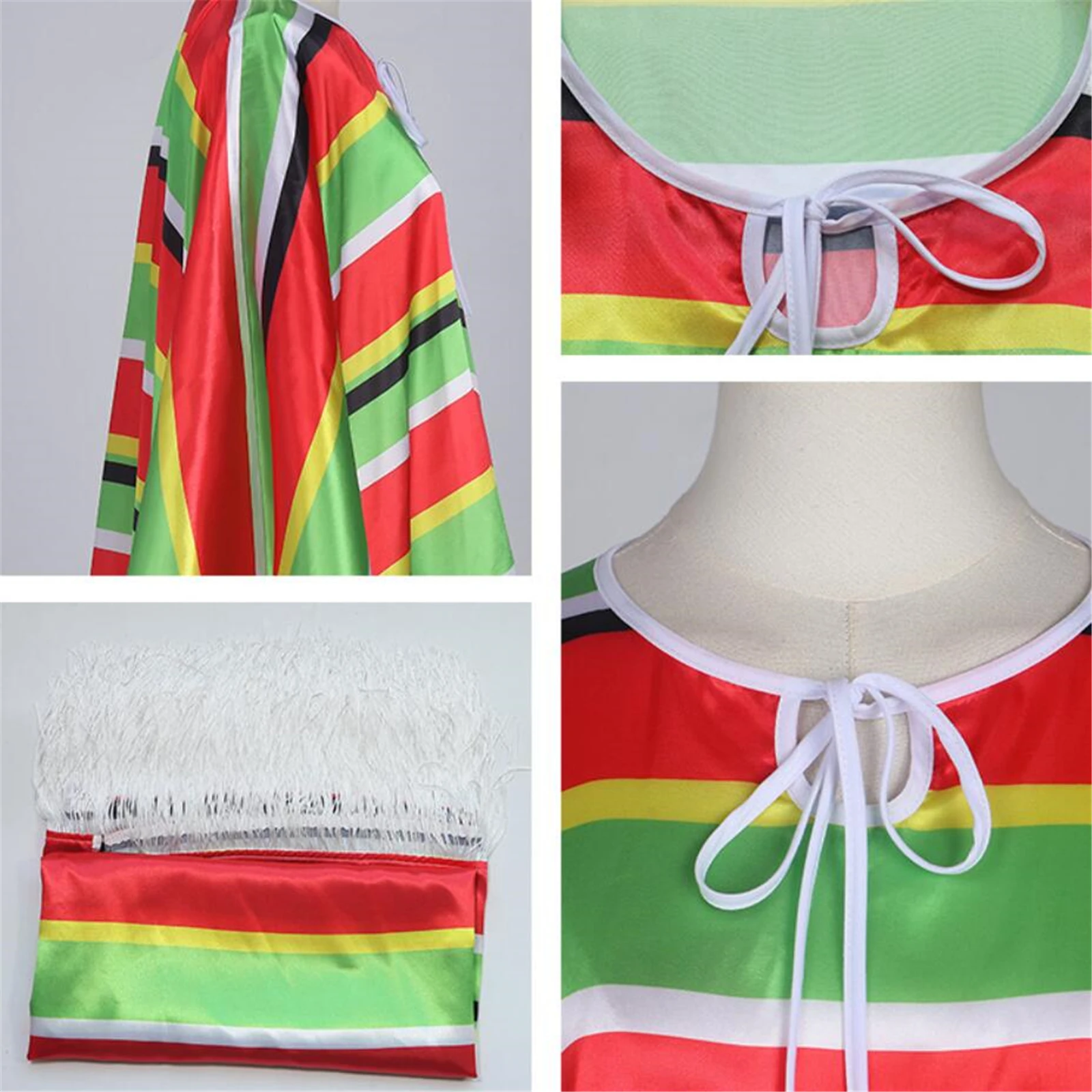Halloween Cosplay Holiday Party Mexican Clothing Mexican Ethnic Costume Adult Children's Floral Striped Capes Hat Set