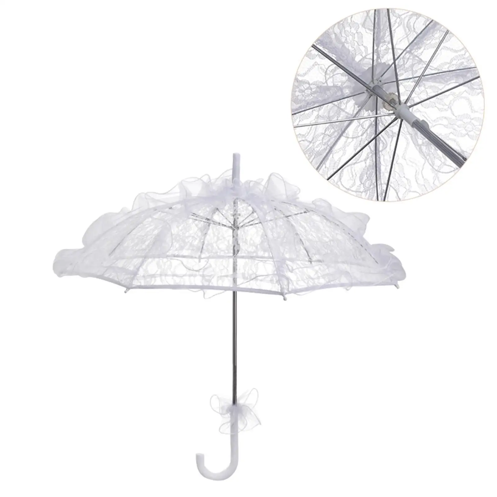 Handmade Lace Umbrella Romantic Vintage Wedding Flower Bridal Parasol Costume Women Dancing Photography Stage Performance
