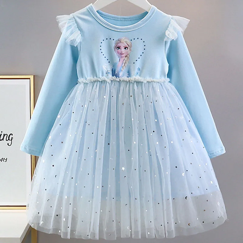 Aisha-vestido de princesa de manga larga para niña, ropa de fiesta de Elsa de Frozen, Otoño, 2023