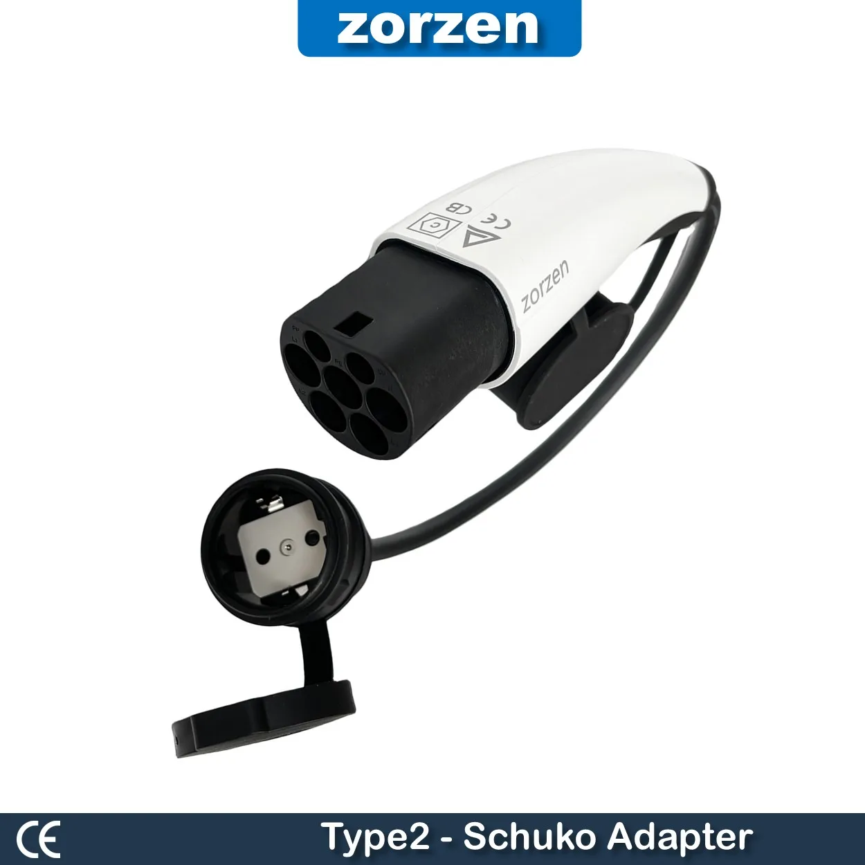 Type 2 kort nese til 16A Schuko adaptorkabel -  AS