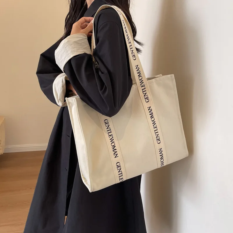 Borsa Tote in tela di grande capacità per donna 2024 nuova borsa a