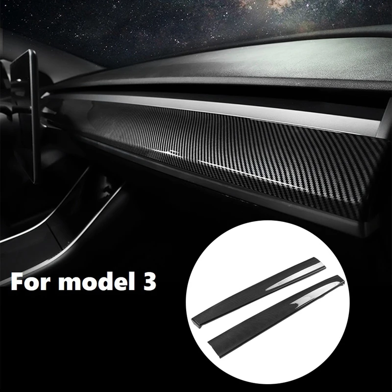 

Model3 Car Center Console Trim For Tesla Model 3 2019-2021 Carbon Fiber Dashboard Panel Protective Patch Accessories