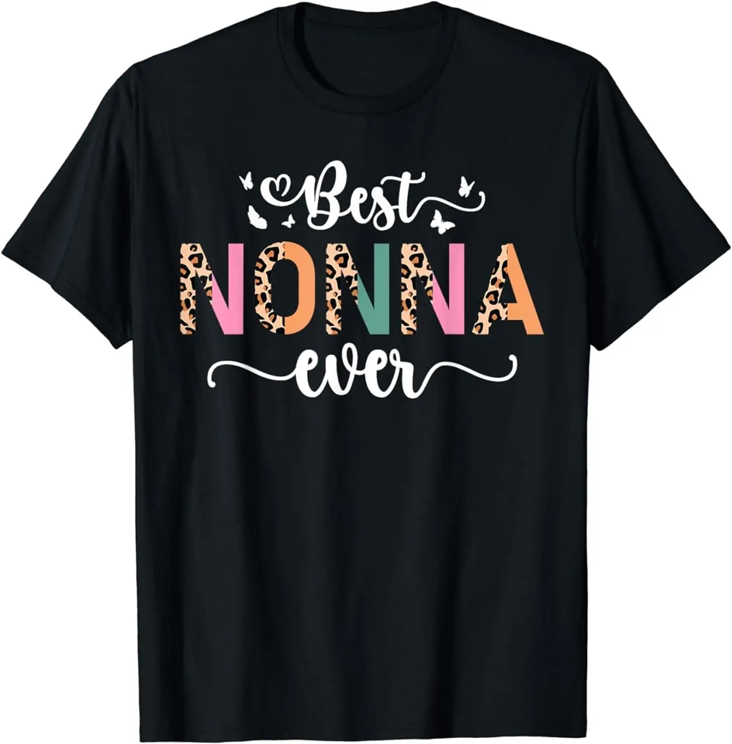 

Best Nonna Leopard Letter Graphic Polyester Breathable Tee Shirt Crew Neck Casual T Shirts for Women