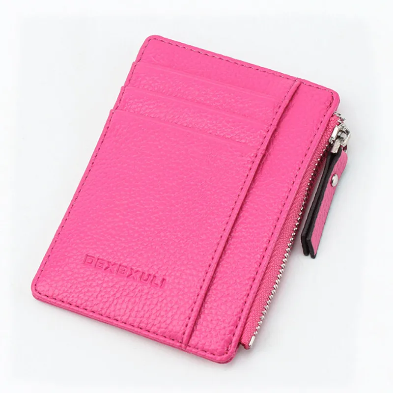 Mini Pu Leather Card Holders Women Zipper Wallet Bag Purse Small Men Wallet Pocket Ultra Thin 2