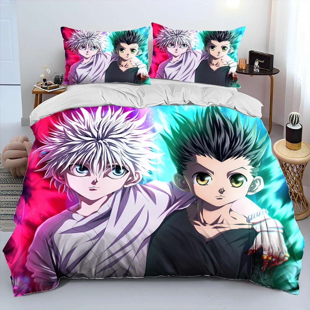 

Комплект постельного белья HxH Anime Hunter×Hunter с мультяшным рисунком, Комплект постельного белья с пододеяльником, пододеяльником и наволочкой, Комплект постельного белья большого размера для детей