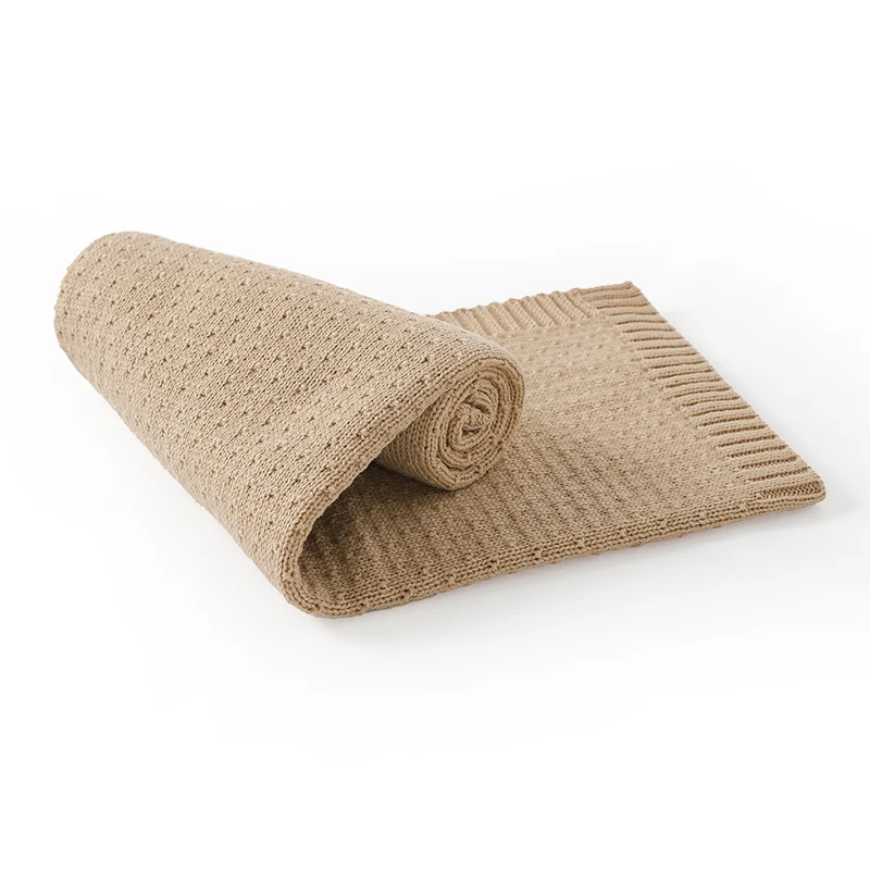 Infant Baby Stroller Swaddle Wrap Blankets Pure Color Knitting Newborn Boy Girl Nursery Travel Crib Cuddle 90*70cm Throwing Mats 2