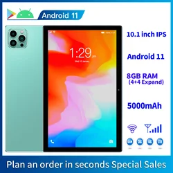 10.1 Inch Tablet Android 12, 8GB(4+4 Expand) RAM 64GB ROM,1TB Expand,1280x800 IPS Screen 5000MAH Battery,GMS 3G Network,WiFi