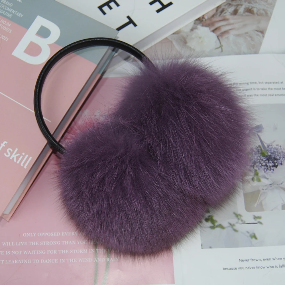 Fur Earmuffs Winter Real Fox Fur Earmuffs for Women Natural Fox Fur Scarves Dual use Genuine Warmer Plush EarMuff Outdoor Solid Scarf