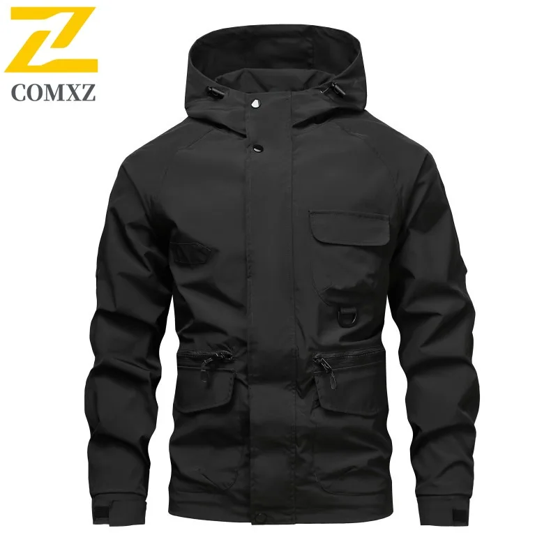 COMXZ Men Skiing Jacket High End Casual Hooded Snow Cold Resistant Warmth Parka Streetwear Comfort Lightweight Winter Outerwear