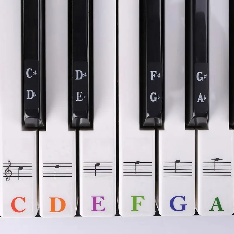 Piano Key Stickers Piano Keyboard Stickers For Beginners Kids Color For 88/76/61/54/49/37 Keys Keyboard