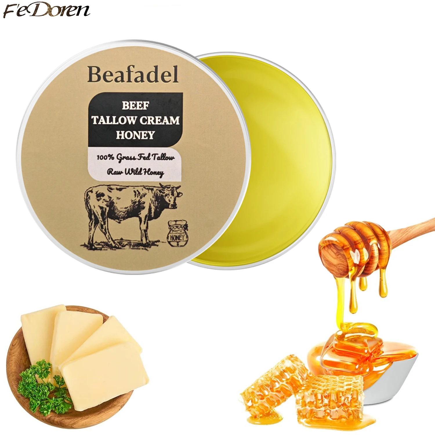 90g Whipped Beef Tallow For Skin Care Grass Fed Beef Tallow Wild Honey Neck Balm Face And Body Cream