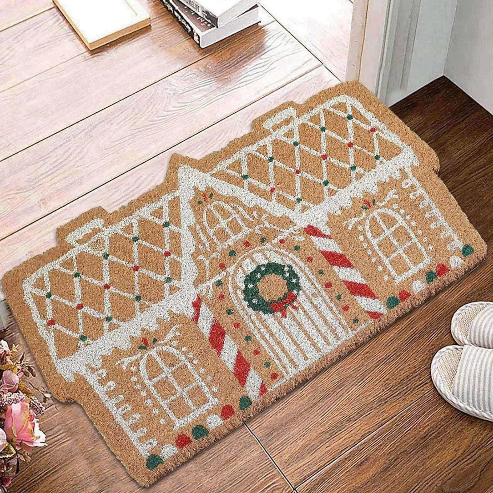 Tapis d'entrée Maison en pain d'épice de Noël, paillasson Maison en pain d'épice, tapis de bienvenue Maison en pain d'épice, tapis Maison en pain d'épice pour la décoration intérieure_voghion.com