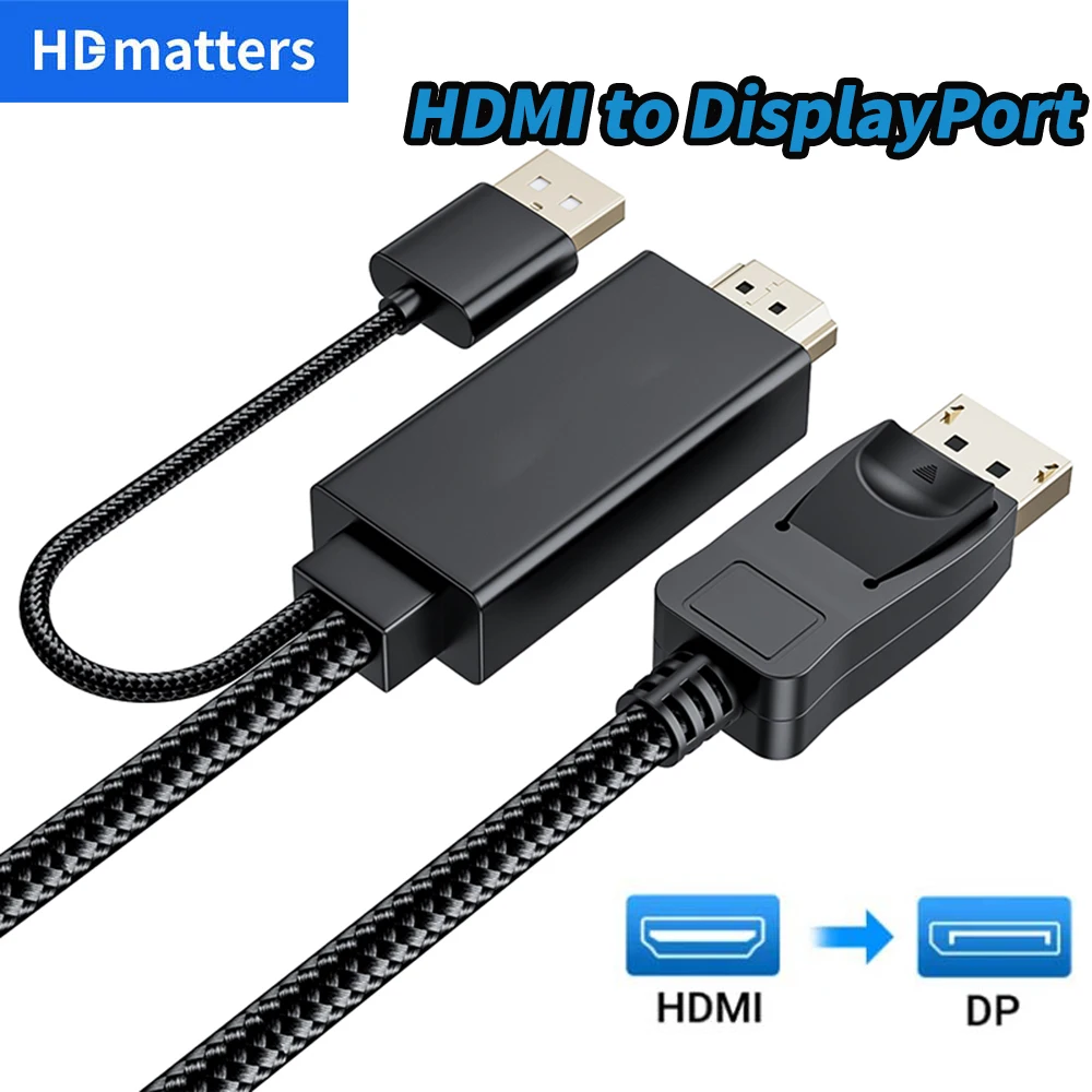 アクティブ HDMI - Displayport 1.2 4K コンバータ ケーブル 1.8