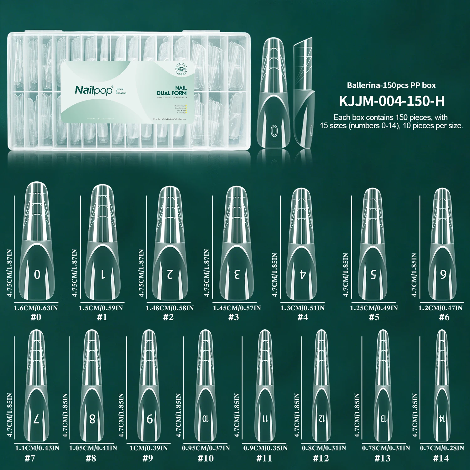 Nailpop Space French Dual Forms 15 Sizes Clear Reusable Nail Extension Gel