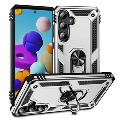 Enhanced Magnetic Armor Shockproof Phone Case with Holder Ring - Galaxy A35 5G (JS - Silver)