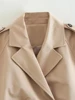 TRAF 2024 Belt Cropped Trench Spring Jacket Women Vintage Streetwear Double Breasted Long Sleeve Top Female Coat Outfits 5