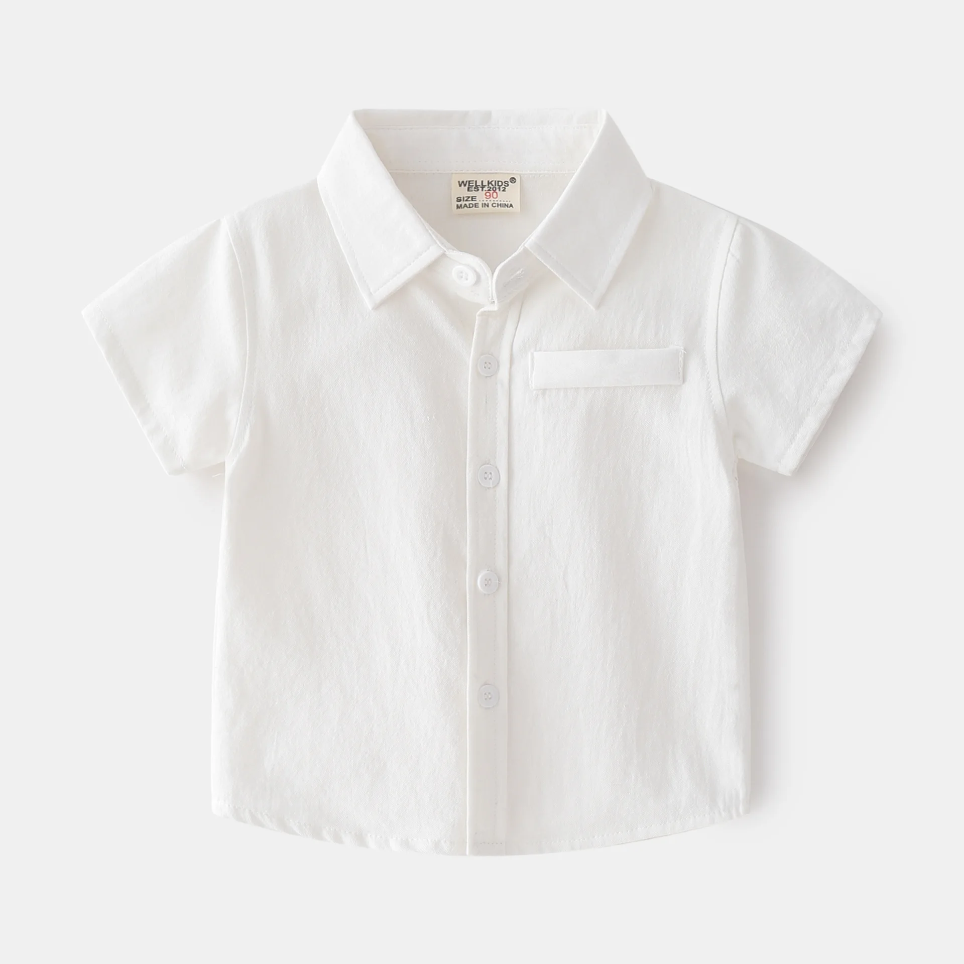 Children's Summer Clothing 2-7Y Baby Cotton Short Sleeved Shirt for Boys Monochromatic Lapel Design Casual Short Sleeved T-shirt