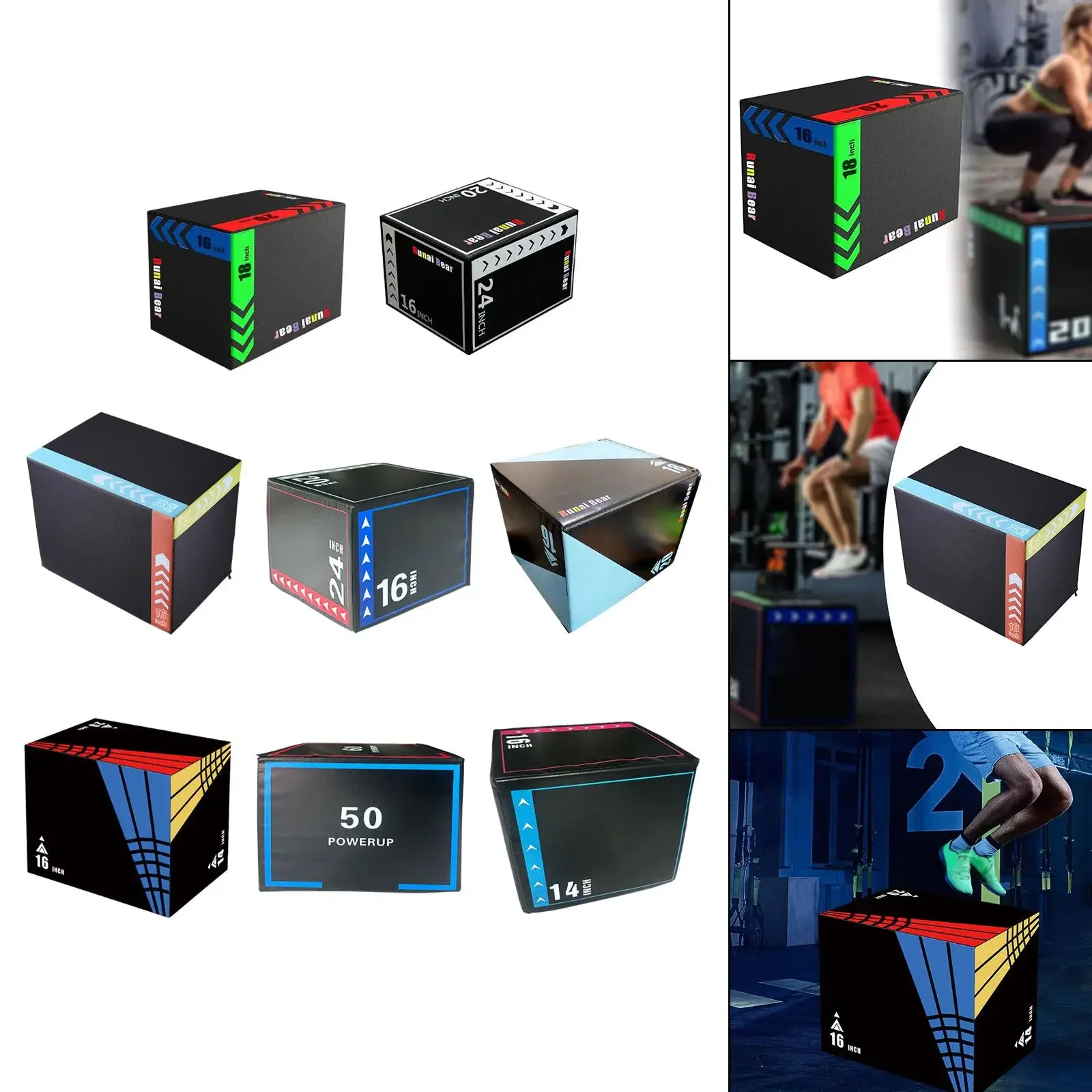 Plyometric Jump Box High Density Sweatproof Multifunctional Strength Training for Gym Conditioning Workout Home Exercise