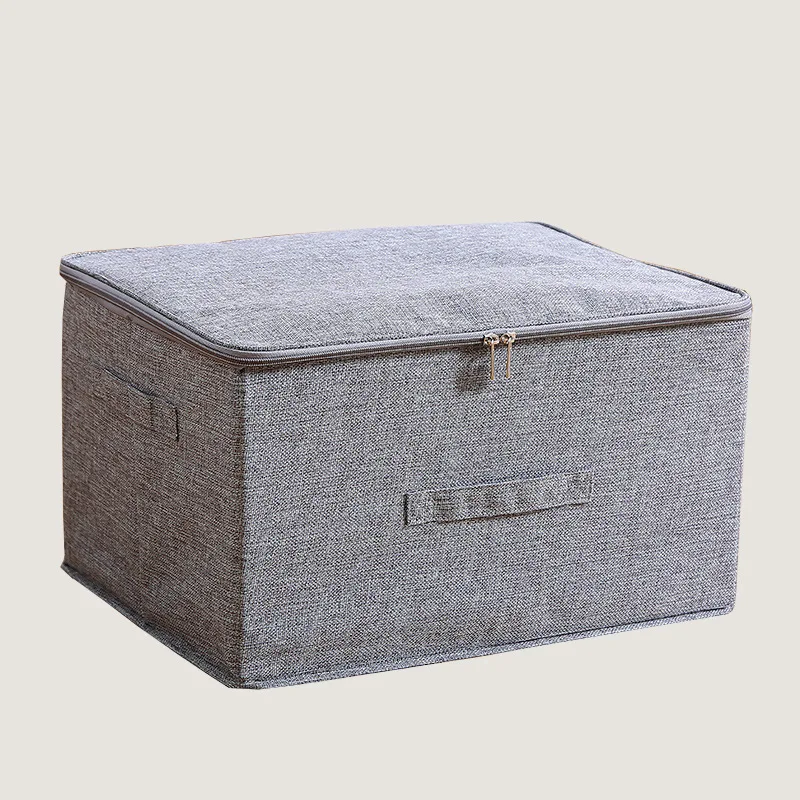 Cotton and Linen Storage Box Zipper Storage and Organization Box Fabric Covered Storage Box Folding and Sealing Box Underwear St 3