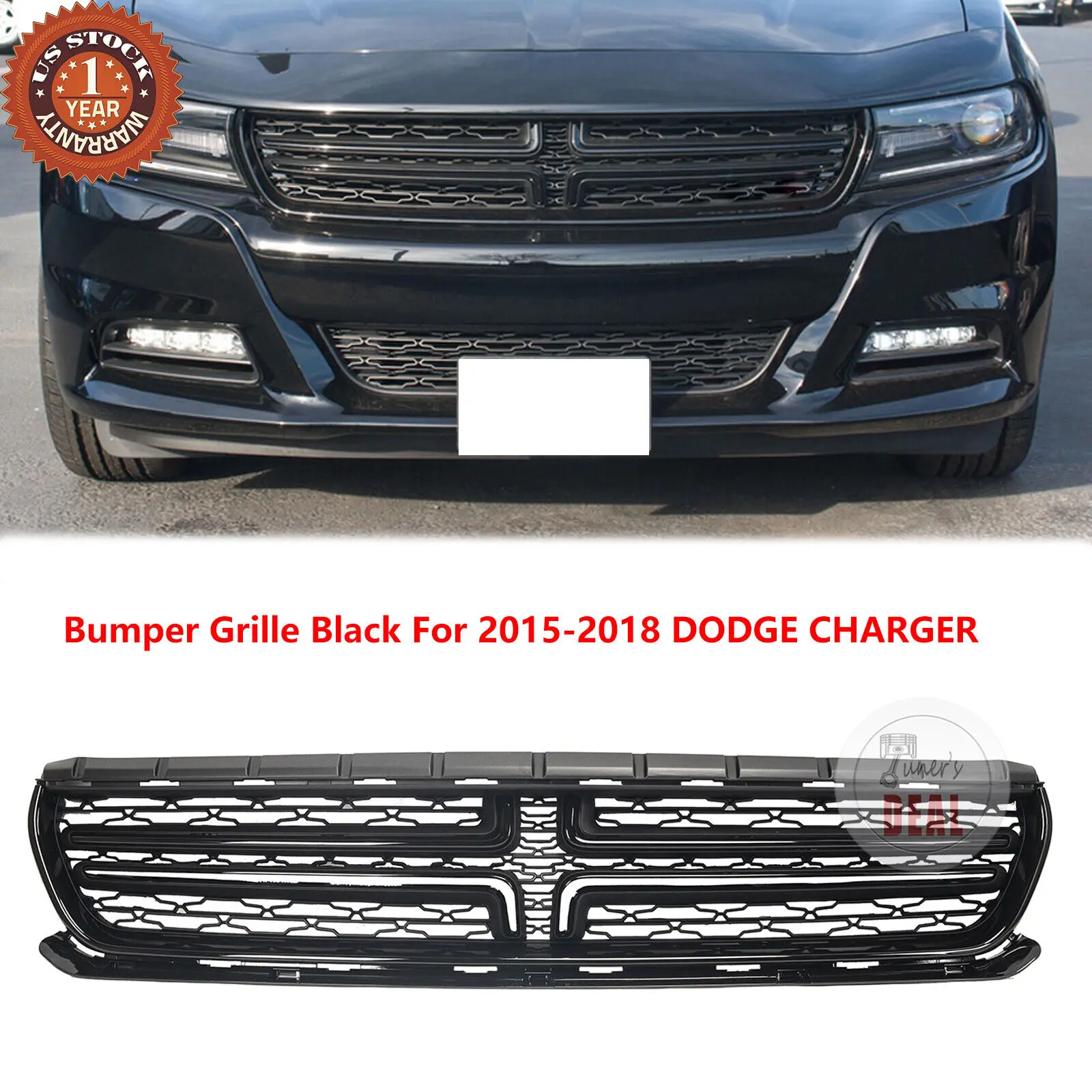 

Front Bumper Grill for 2015-2018 Dodge Charger Gloss Black Grille Car Styling Racing Grilles Replacement Part 68226527AA