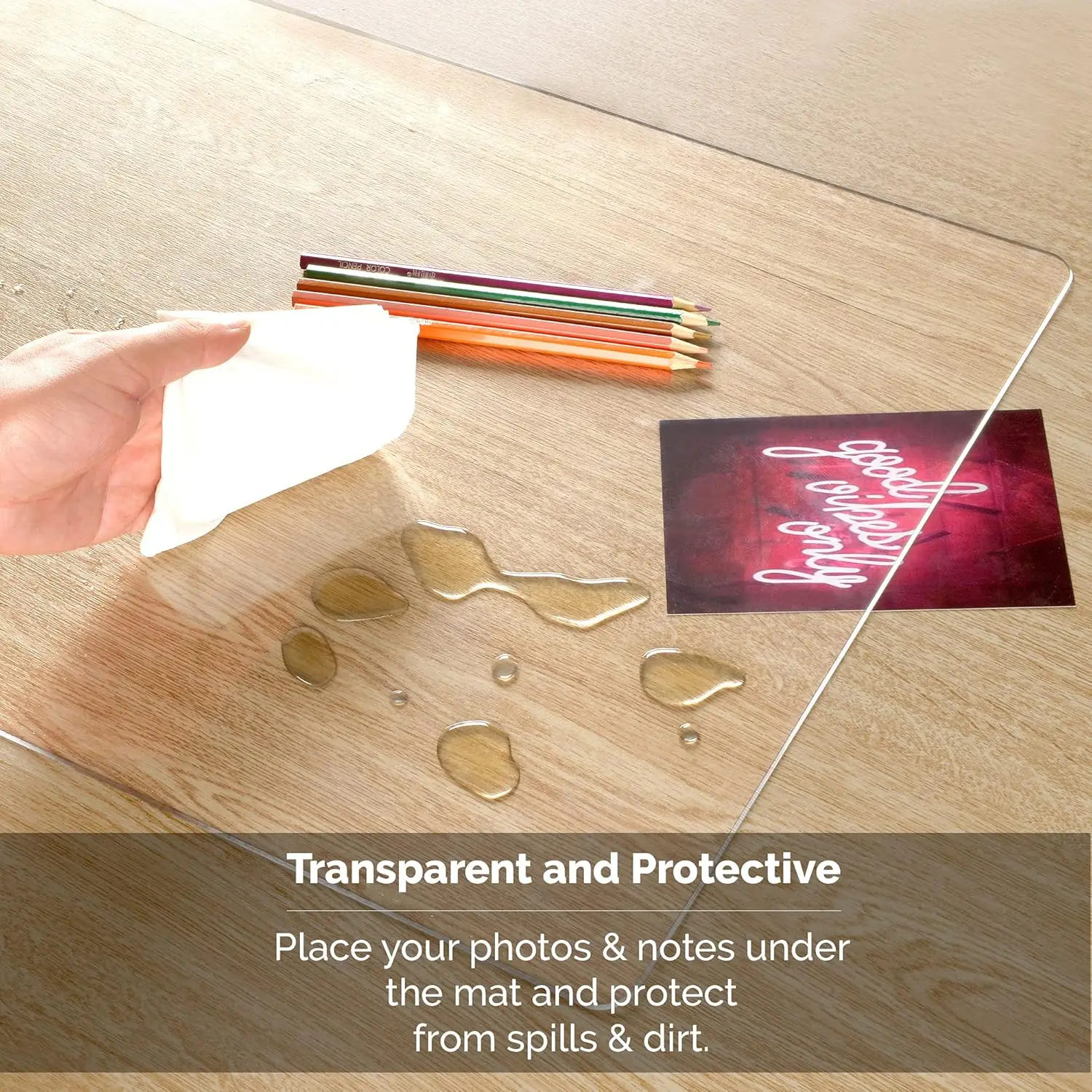 Clear Desk Mat for Keyboard and Mouse, Large Mouse Pad , Desk Protector Mat with Round Edge for Office and Home Desktop 4