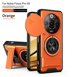 Enhanced Magnetic Armor Phone Case with Foldable Holder and Camera Protection for ZTE nubia Focus Pro (SJia - Orange)