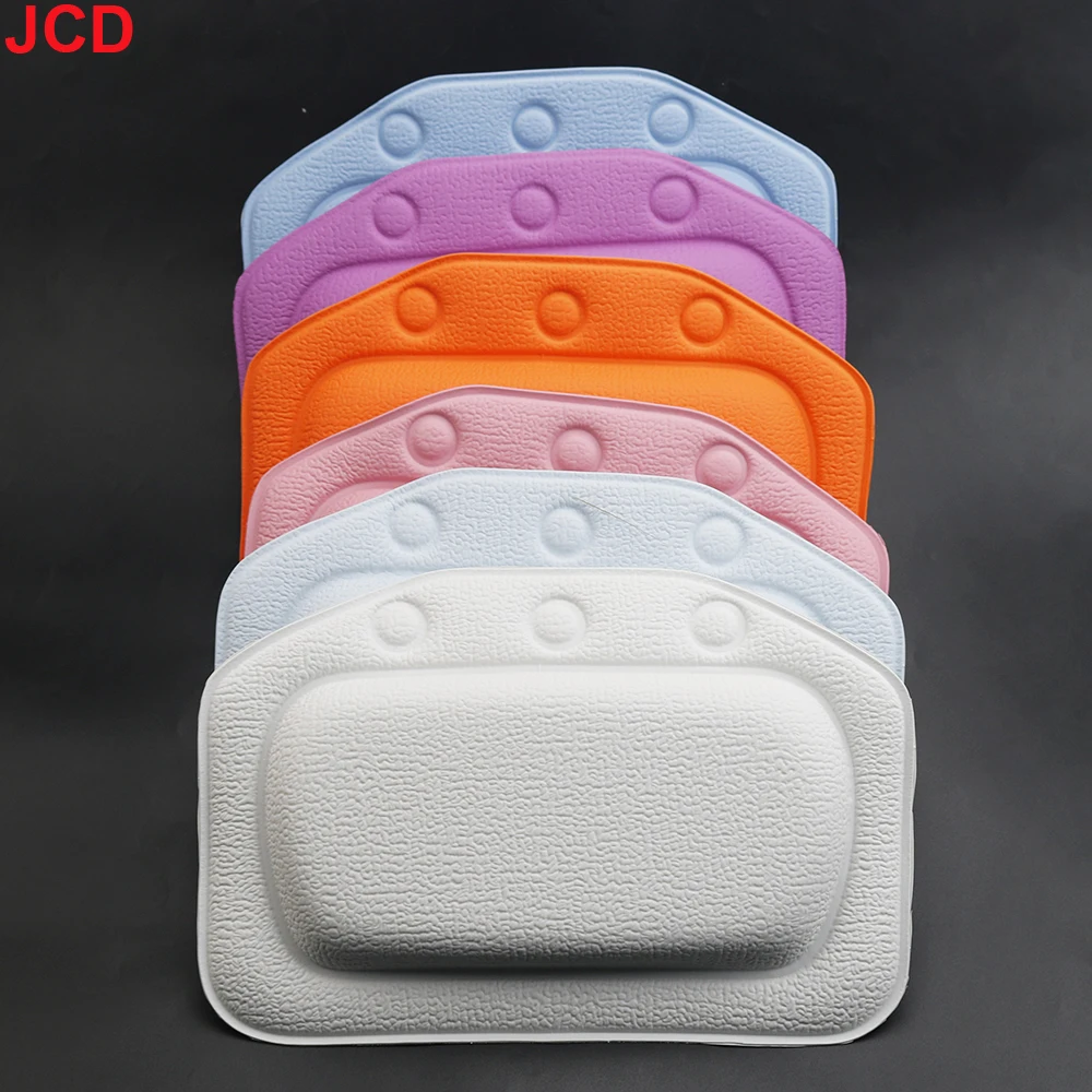 Bath Pillow JCD 1pcs Bath Accessories Soft Headrest Bathroom Supplies SPA Bath Pillow 21*31cm Neck Bathtub Cushion With Suction Cup PVC