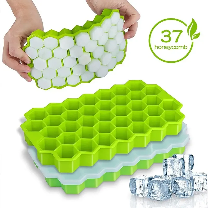 

Ice Cube Mold Honeycomb Silicone Ice Cube Maker Ice Tray Mould Reusable Food Grade with Lids for Summer Juice Wine