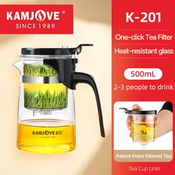 Elegant Glass Teapot with One-Button Infuser and Auto-Open Lid (K-201 (500ml))